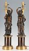 Pair Bronze Classical Figure Lamps