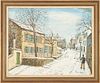 Alois Lecoque O/C Painting, Winter Street Scene