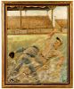 Meyer Mael, Baseball Game Oil on Canvas, Signed
