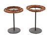 Pair of Industrial Steampunk Gear Top Tables