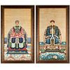 Pair large Chinese ancestor portraits