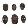 (6) West African carved wood masks