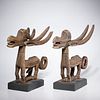 Pair Bambara carved antelope headdresses