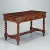 Louis XIII style carved oak library table