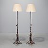 Pair wrought iron floor lamps