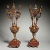 Pair Renaissance Revival bronze candelabra lamps