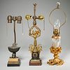 (3) Nice bronze table lamps, incl. Tiffany inkwell