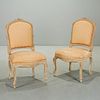 Nice pair Louis XV style cream painted chaises