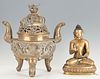 2 Asian Bronze Items, Censer & Buddha