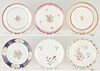 6 Early Chinese Export Famille Rose Porcelain Plates