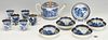 16 pcs Chinese Export Blue & White Tea Set, Parcel-Gilt