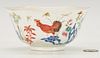Chinese Famille Rose Porcelain Tea Bowl, Cockerel & Hen Decoration