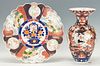 2 Japanese Imari Porcelain Items, Charger & Vase