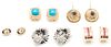 5 Prs. Ladies 14K & Gemstone Earrings