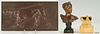 3 French Bronzes, incl. Relief & Bust