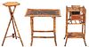 Three (3) Pieces of English Lacquered Bamboo Furniture, Table, Rack & Stand