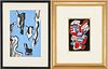 William Littlefield Mixed Media Abstract Collage & Jean Dubuffet Framed Serigraph