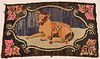 Vintage Amish Hooked Rug with Reclining Lamb.