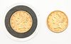 2 U.S. $5 Liberty Head Gold Half Eagle Coins, incl. 1886, 1901