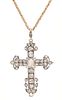 Georgian 14K, Sterling & Diamond Cross Necklace