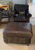 Vintage Leather Upholstered Easy Chair & Ottoman