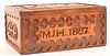 Folk Art Softwood Lock Box "M.J.H. 1887".