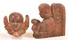 Two Antique Carved Wood Angel Figures.