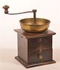 Cherry Iron and Brass Mounted Coffee Grinder.