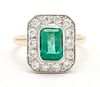 Ladies 14K Emerald & Diamond Ring