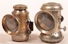 Two Nickeled Brass Bicycle Lanterns.