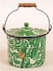 Green and White Granite Ware Covered Pail.