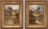 British School, 2 Small O/C Paintings of Cattle, Signed with Monogram