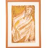 JESÚS REYES FERREIRA "CHUCHO REYES". (Guadalajara, Jalisco, 1880 - Ciudad de México, 1977) Cristo sedente. Firmada. Anilina sobre papel