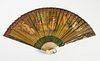 CIRCA 1860'S FRENCH HANDPAINTED LADIES IVORY HAND FAN