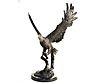 BRONZE EAGLE WITH FISH SCULPTURE ON MARBLE BASE
