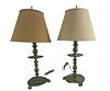 PAIR OF ANTIQUE BRASS TABLE LAMPS