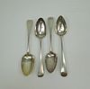 (4) Early 19th C. English Silver Serving Spoons.