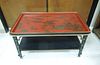 Oriental Style Red Lacquered Top Coffee Table. 