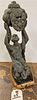 C1920'S WHITE METAL KNEELING MAIDEN STATUE ON MARBLE BASE 14" (WAS A LAMP)