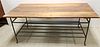 WROUGHT BASE WOODEN TOP COFFEE TABLE 19 1/2"H X 4'W X 24"D
