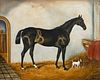 BLACK HORSE OIL PAINTING