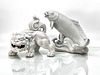 Chinese Porcelain Sculptures of Leaping Carp and Guardian Lion