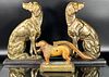 Pair of Brass Dog Form Chenets and Dog Nut Cracker