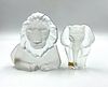 Two Mats Jonasson Crystal Animal Sculptures