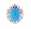 David Webb Style Sleeping Beauty Turquoise Ring