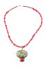 Mexican Silver Turquoise Red Branch Coral Necklace