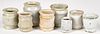 Eight Dutch Delft ointment jars, 17th/18th