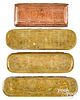 Four Dutch brass and copper tobacco boxes
