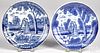 Pair of Dutch blue and white Delft plates, 18th c.