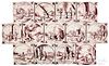 Thirteen Delft manganese Biblical scene tiles
